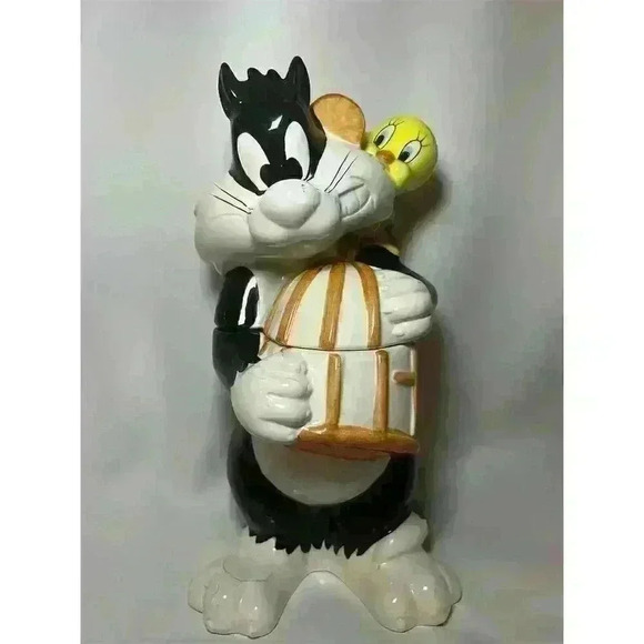 Vintage Looney Tunes Sylvester & Tweety Ceramic Cookie Jar 1993 Edition - Picture 1 of 14